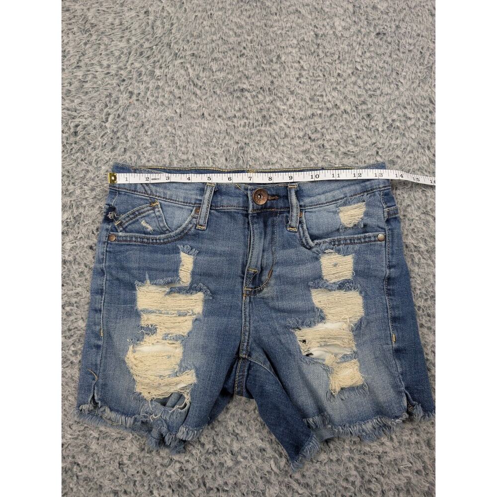 Rock & Republic Shorts Womens 2 Blue Hula Cut off High Rise Denim Distressed - Picture 4 of 8